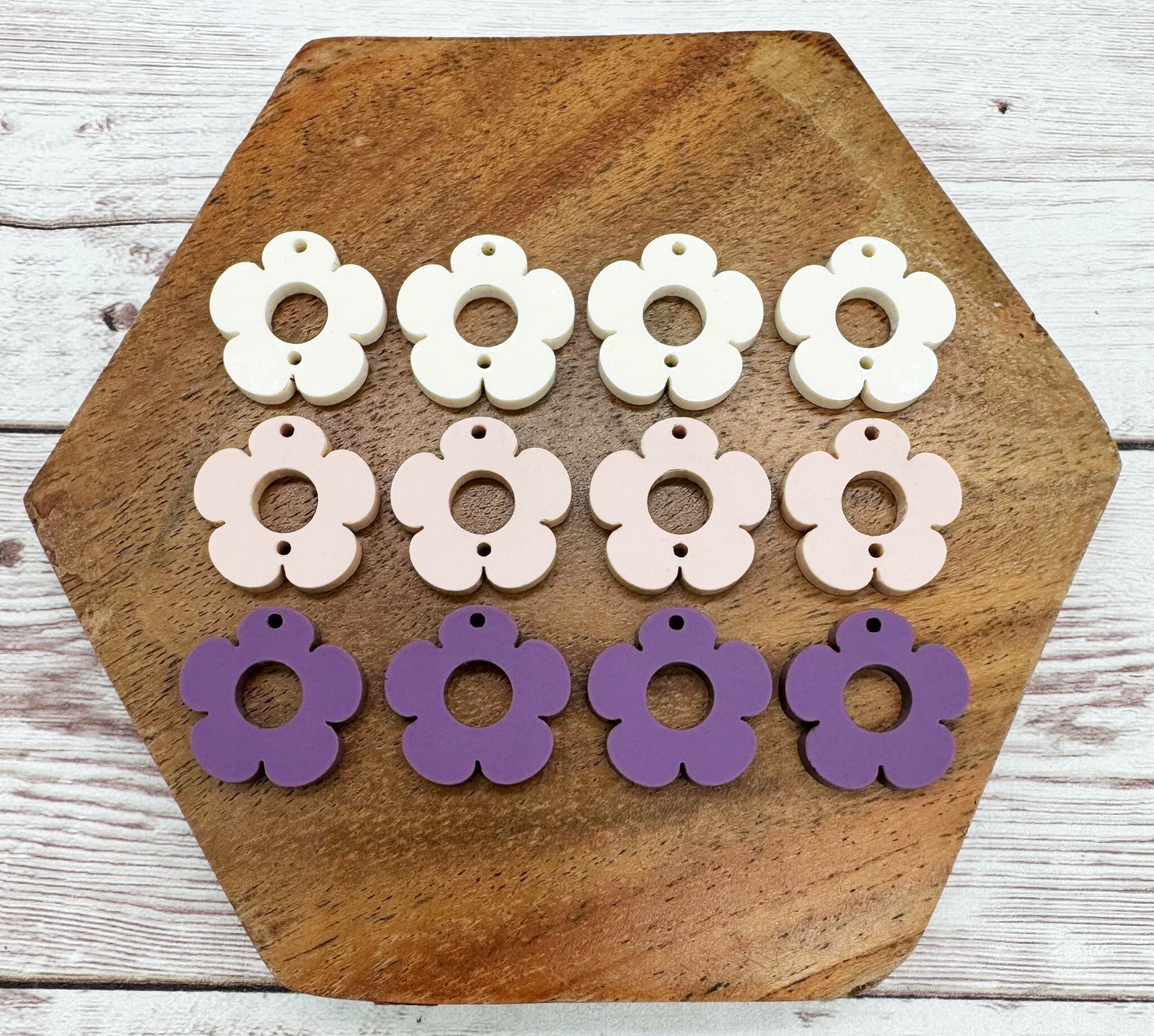Purple Matte, Blush Matte, and Pink Salt Flower Trio Acrylic Earring Blanks, DIY Jewelry Making