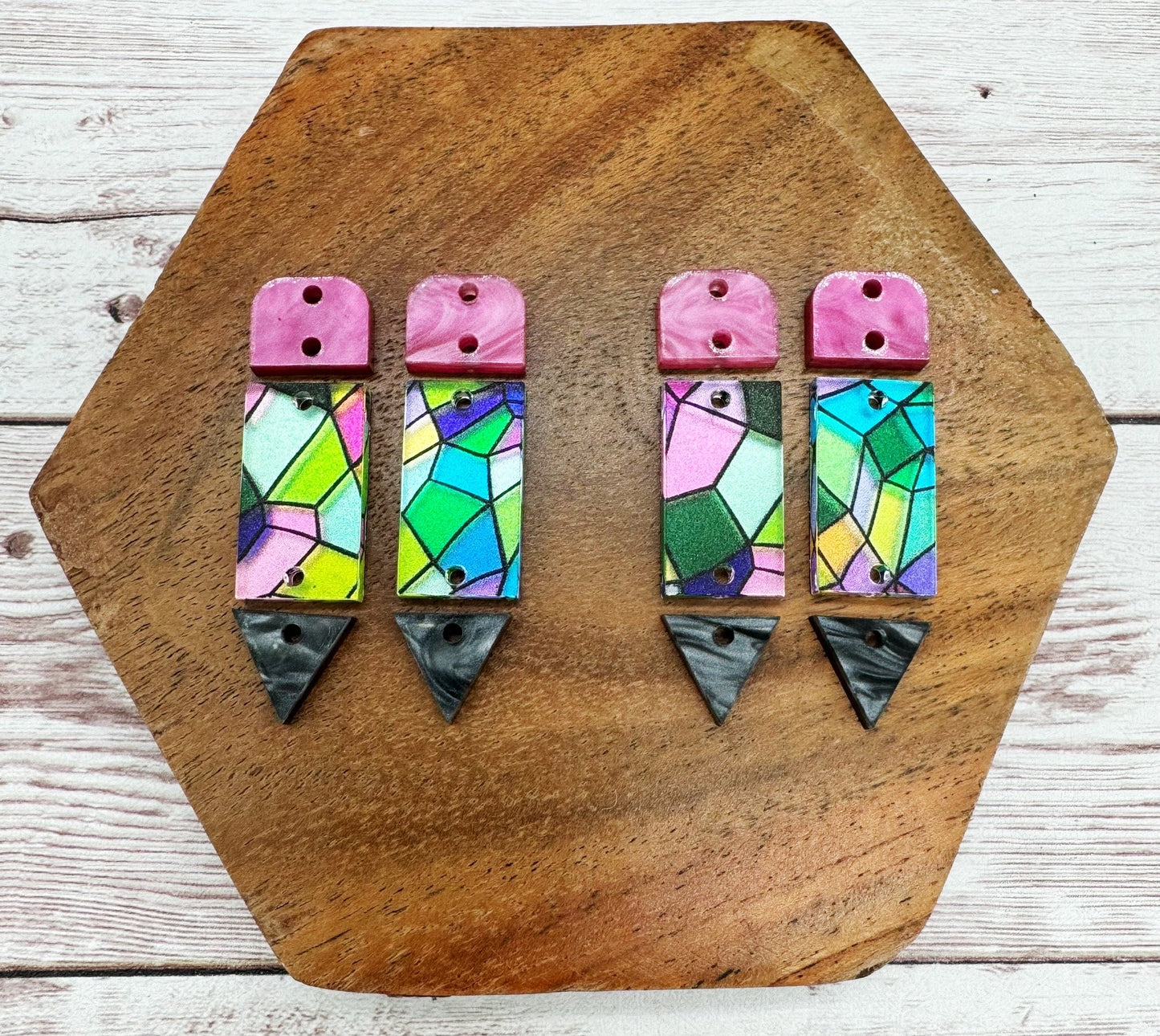 Stained Glass Pencil Teacher Earring Blanks, DIY Jewelry Making