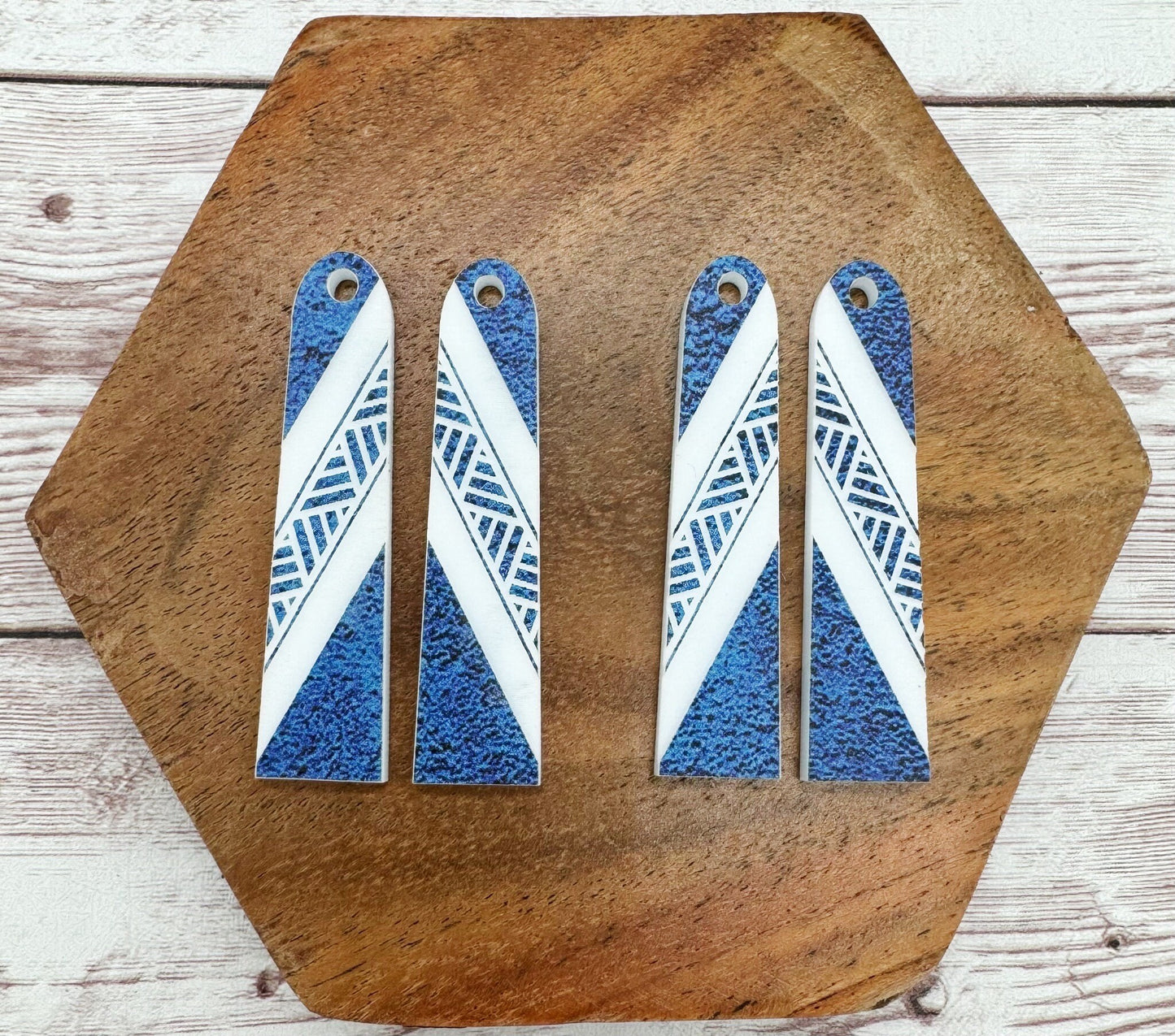 Engraved Blue Print Acrylic Bar Earring Blanks, DIY Jewelry Making