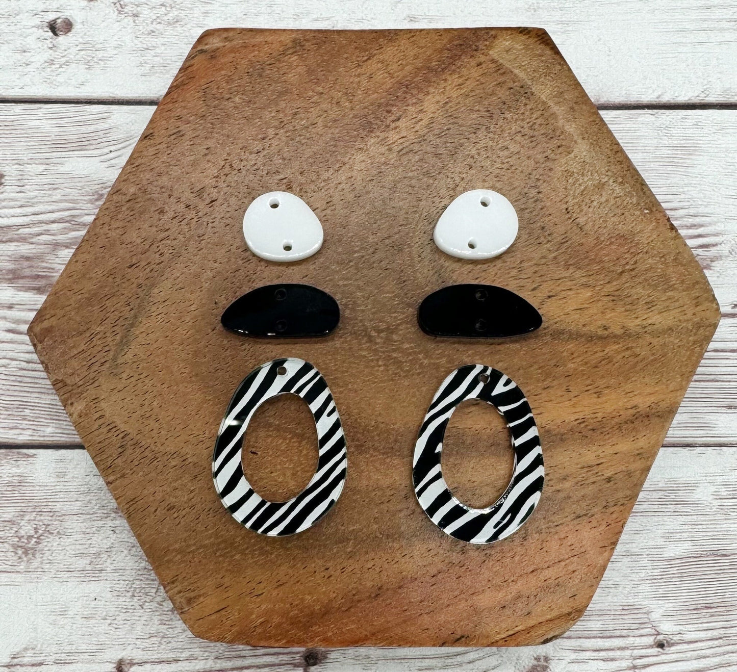 Acrylic Zebra Print Stone Trio Dangle Earring Blanks, DIY Jewelry Making