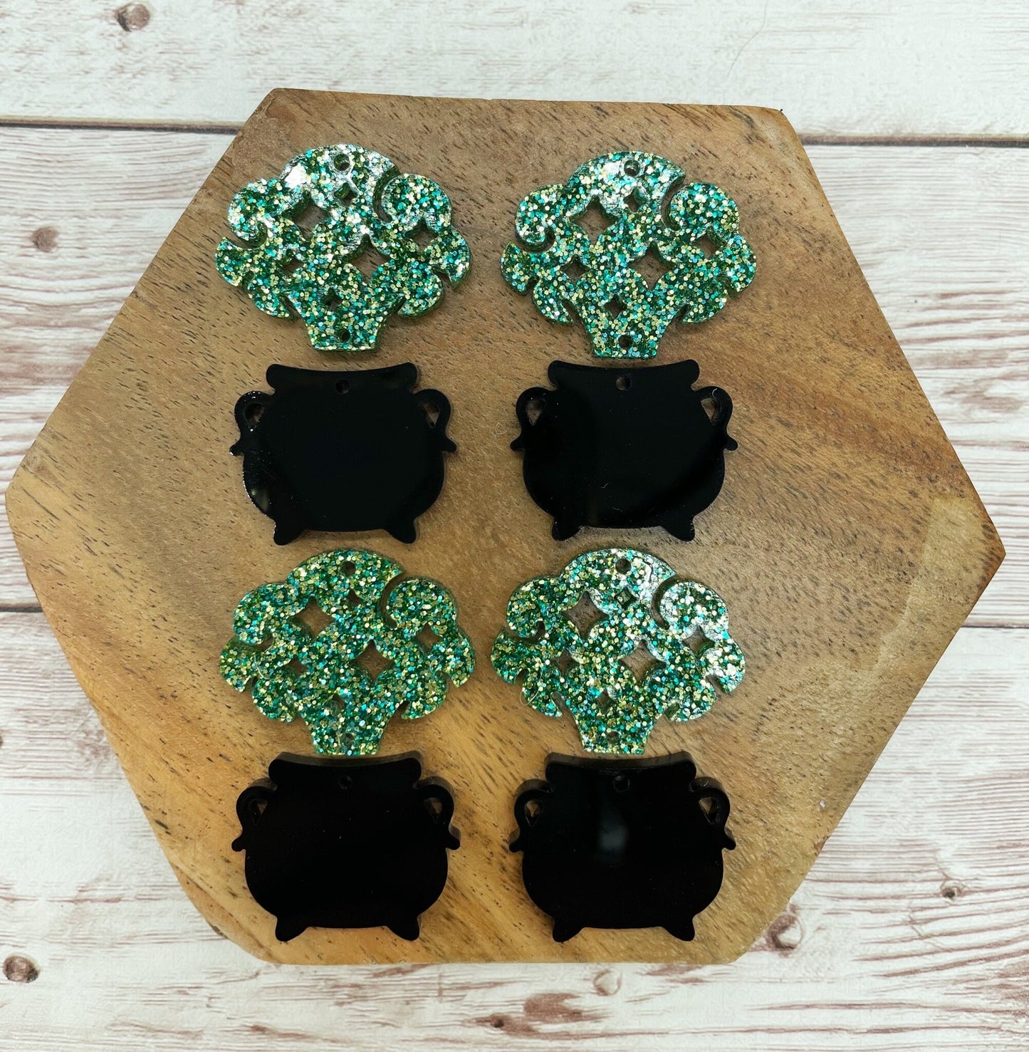 Halloween Cauldron Glitter Acrylic Earring Blank Set, DIY Jewelry Making