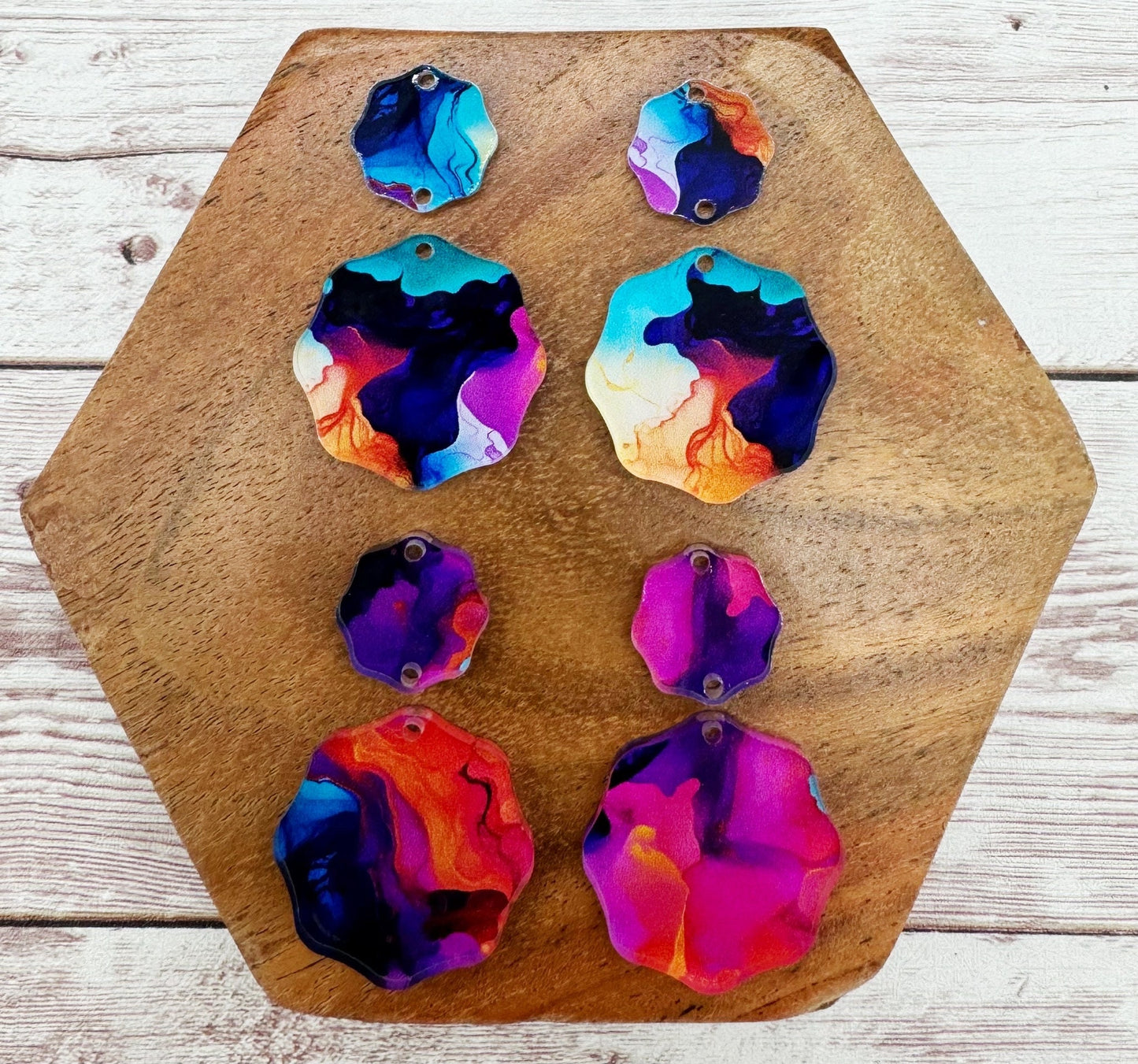 Bright Ink Flow Acrylic Duo Earring Blanks, DIY Jewelry Making