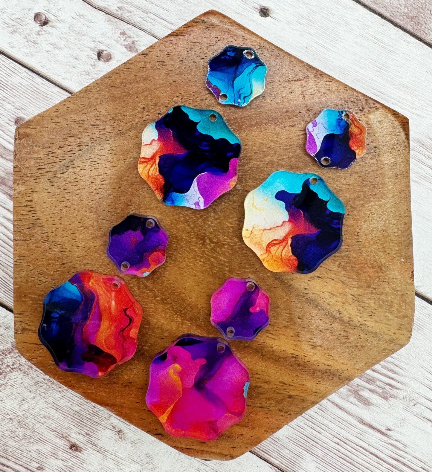 Bright Ink Flow Acrylic Duo Earring Blanks, DIY Jewelry Making