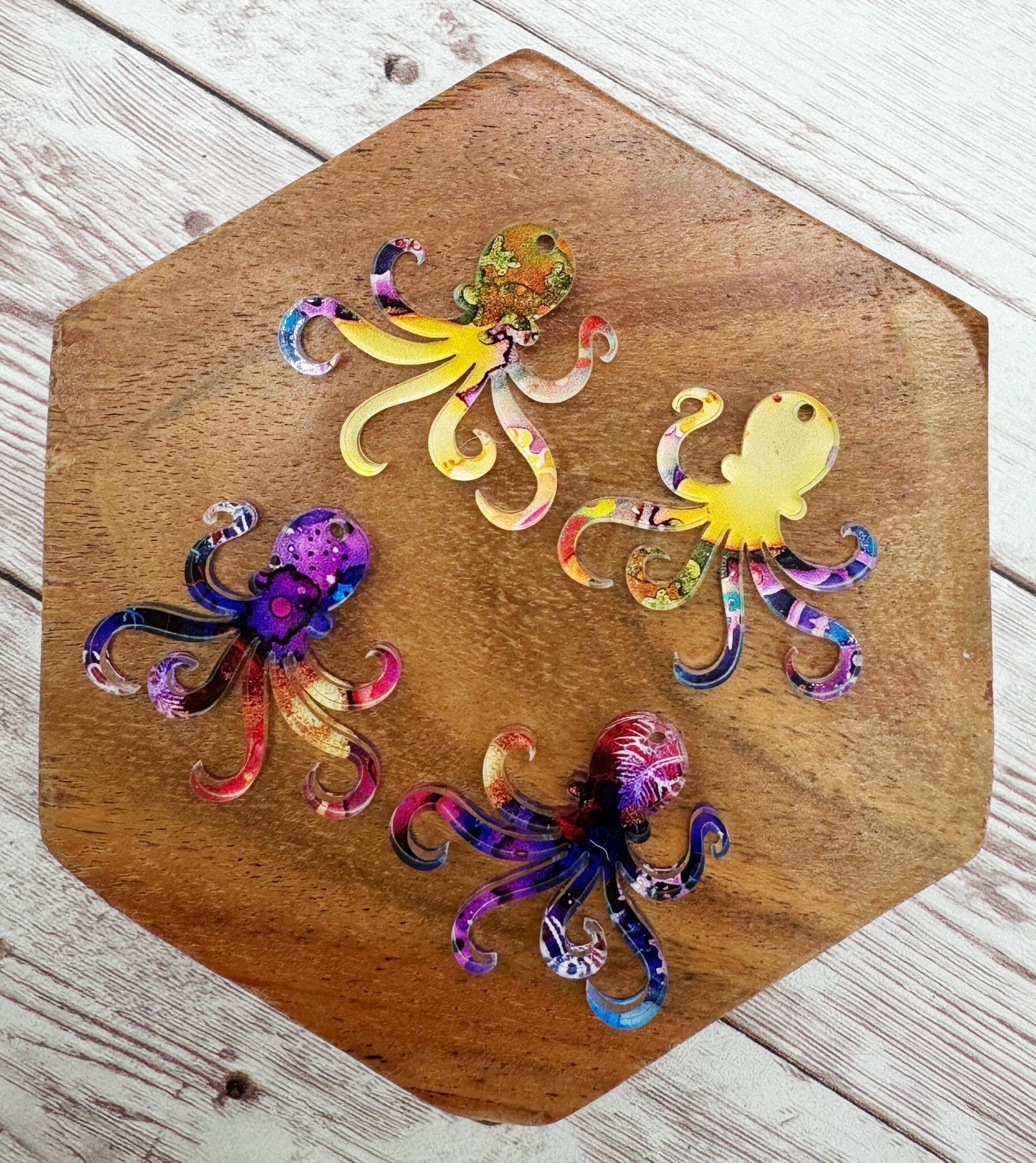 Colorful Octopus Acrylic Earring Blanks, DIY Jewelry Making