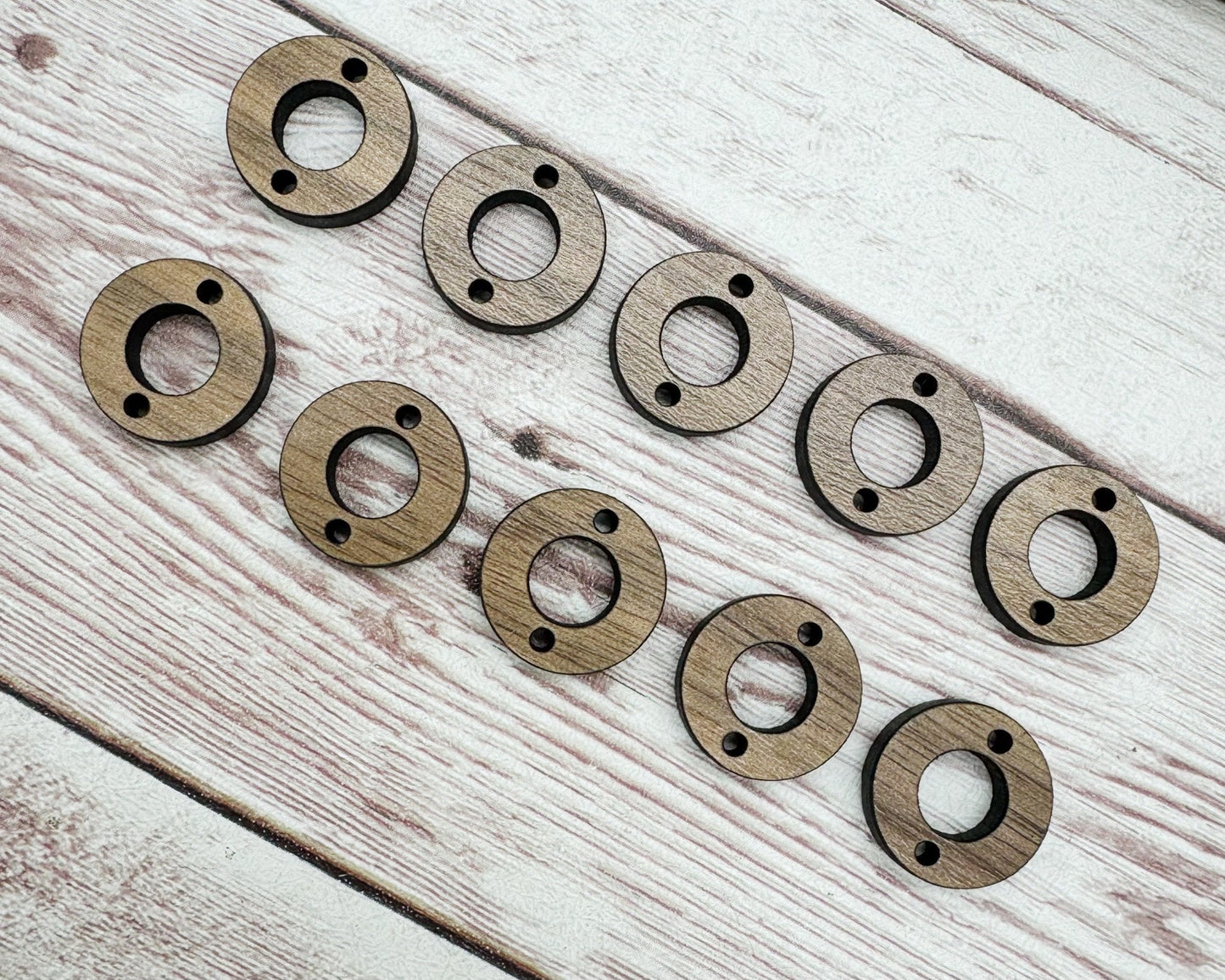 Finished Walnut Open Circle Connector Earring Blanks Set of 5 Pair DIY Jewelry Making