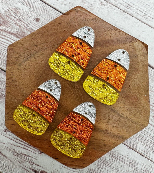 Candy Corn Linen Shimmer Trio Set Halloween Earring Blanks, DIY Jewelry Making