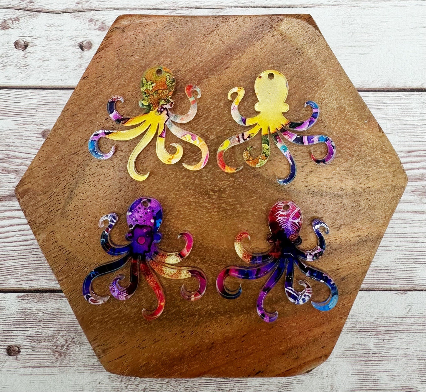 Colorful Octopus Acrylic Earring Blanks, DIY Jewelry Making