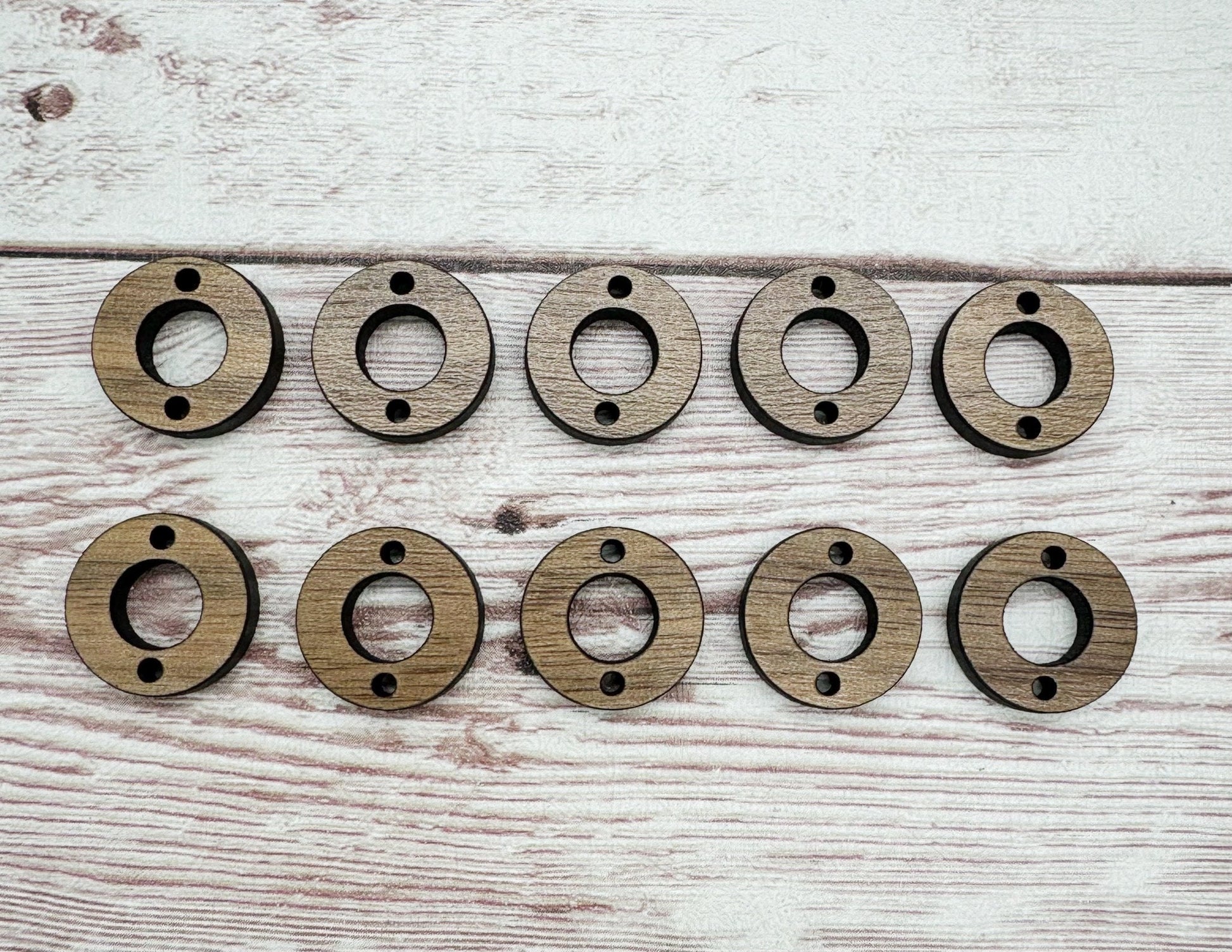 Finished Walnut Open Circle Connector Earring Blanks Set of 5 Pair DIY Jewelry Making