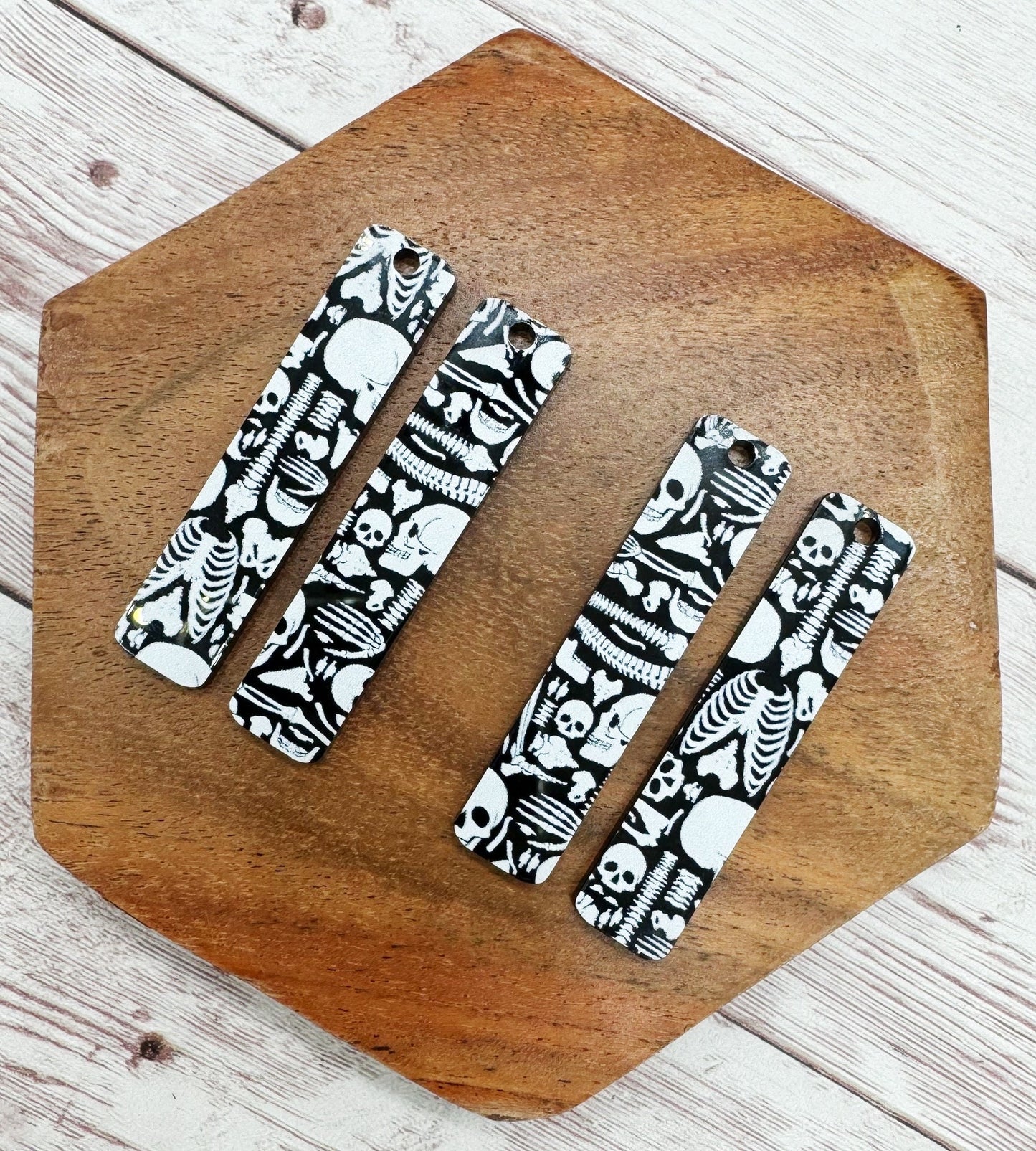 Halloween Skeleton Print Acrylic Bar Earring Blanks, DIY Jewelry Making