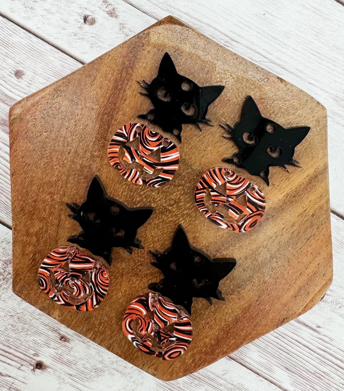 Halloween Black Cat Pumpkin Acrylic Earring Blank Set, DIY Jewelry Making