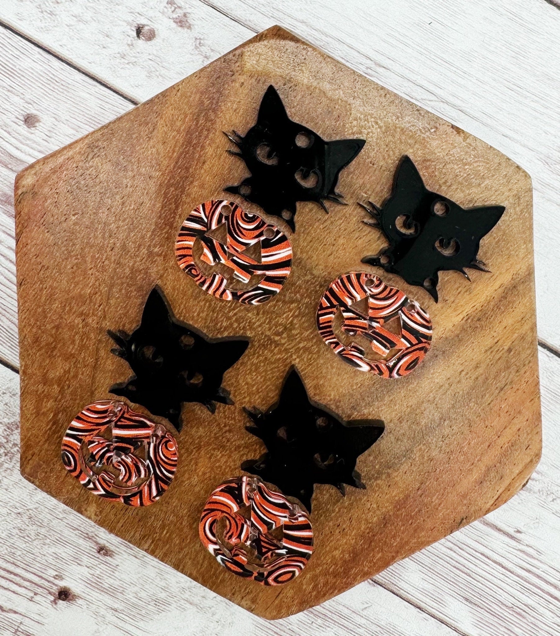 Halloween Black Cat Pumpkin Acrylic Earring Blank Set, DIY Jewelry Making