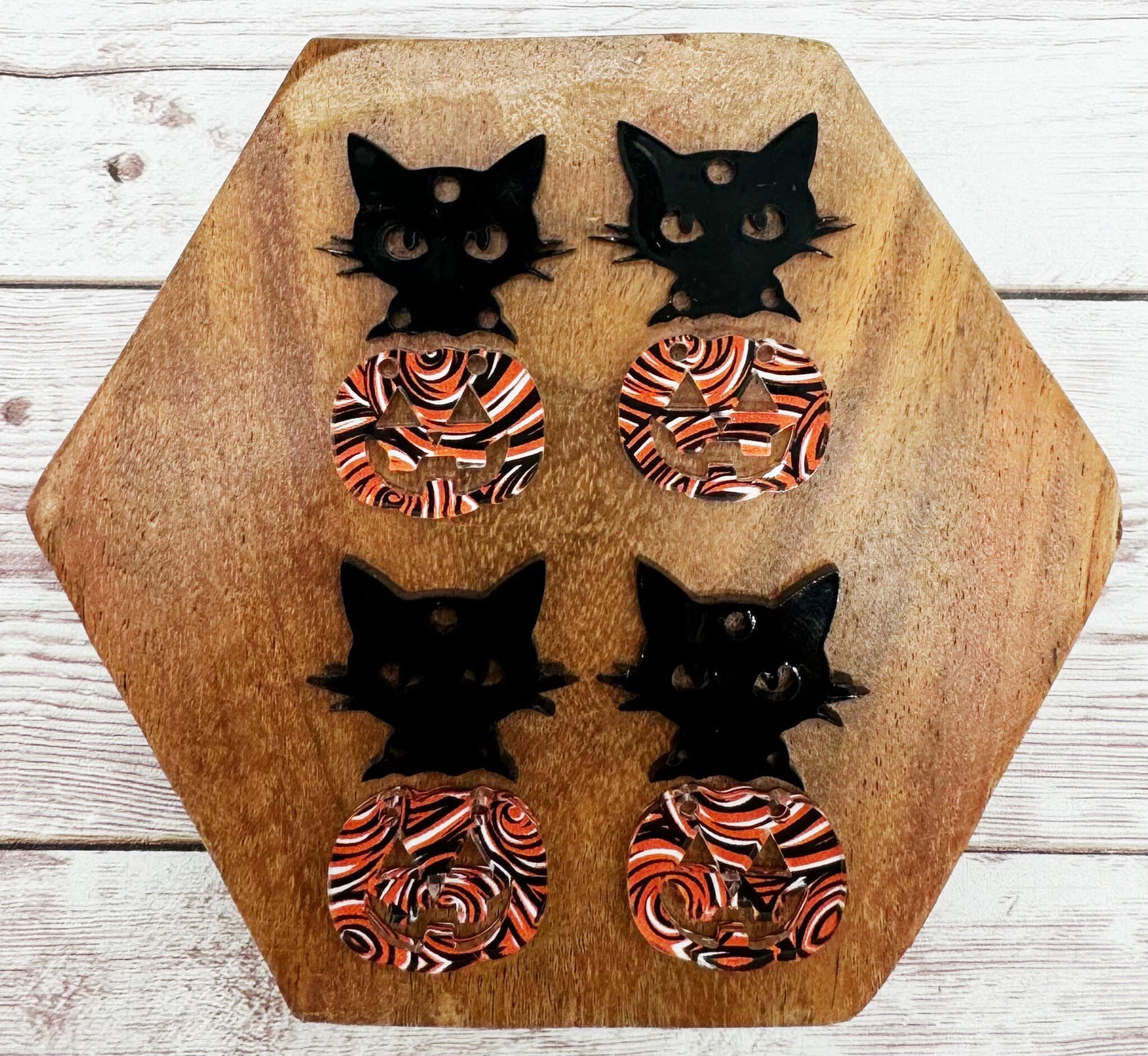 Halloween Black Cat Pumpkin Acrylic Earring Blank Set, DIY Jewelry Making