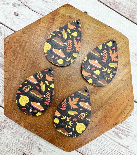 Patterned Thanksgiving Fall Print Acrylic Teardrop Earring Blanks, DIY Jewelry Making