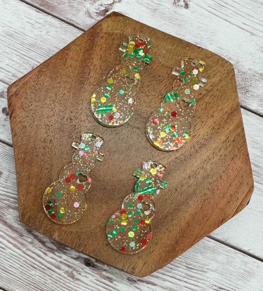 Christmas Glitter Snowman Earring Blanks, DIY Jewelry Making