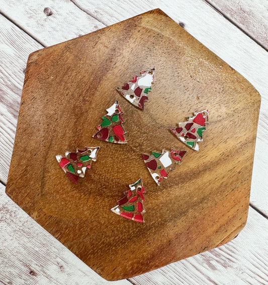 Christmas Terrazzo Print Winter Tree Trio Acrylic Earring Blanks, DIY Jewelry Making