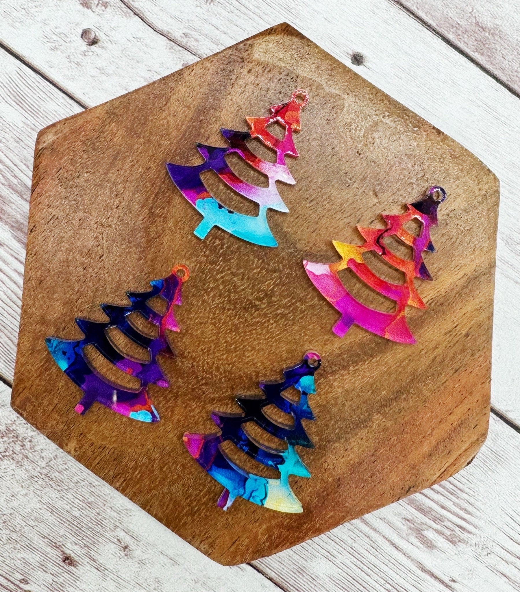 Colorful Christmas Tree Earring Blanks, DIY Jewelry Making