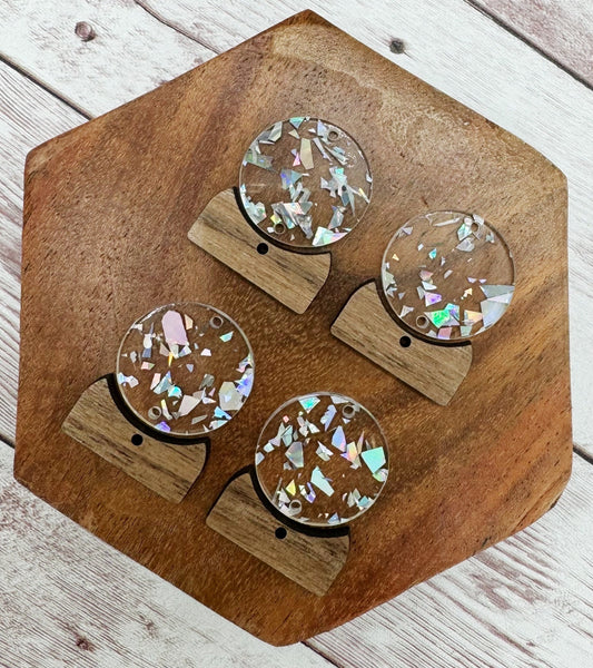 Winter Glitter Snowglobe Wood and Acrylic Set Earring Blanks, DIY Jewelry Making