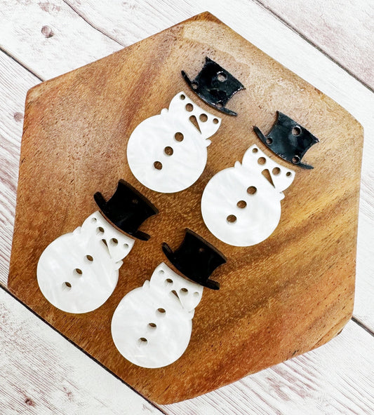 Winter Marble Snowman Acrylic Earring Blank Set, DIY Jewelry Making