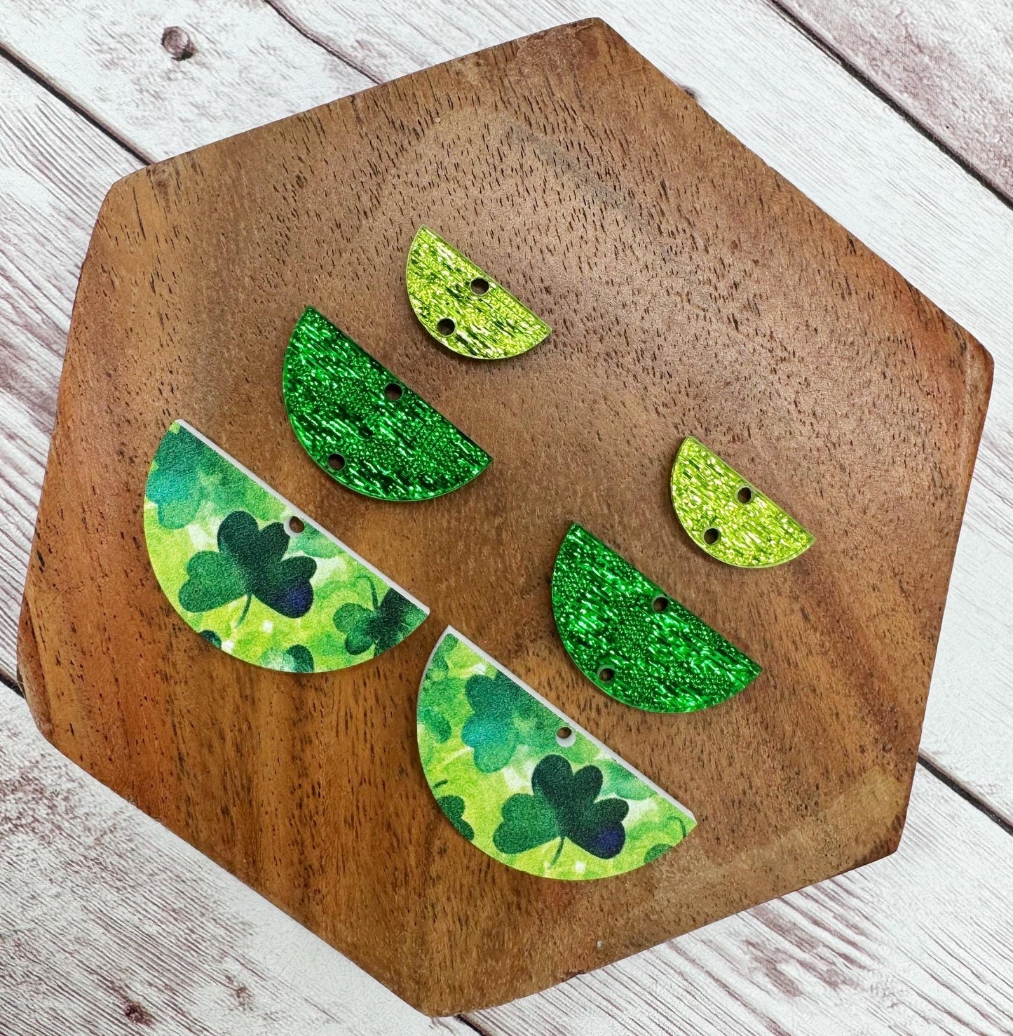 Green Shamrock Trio St. Patrick’s Day Acrylic Earring Blanks, DIY Jewelry Making