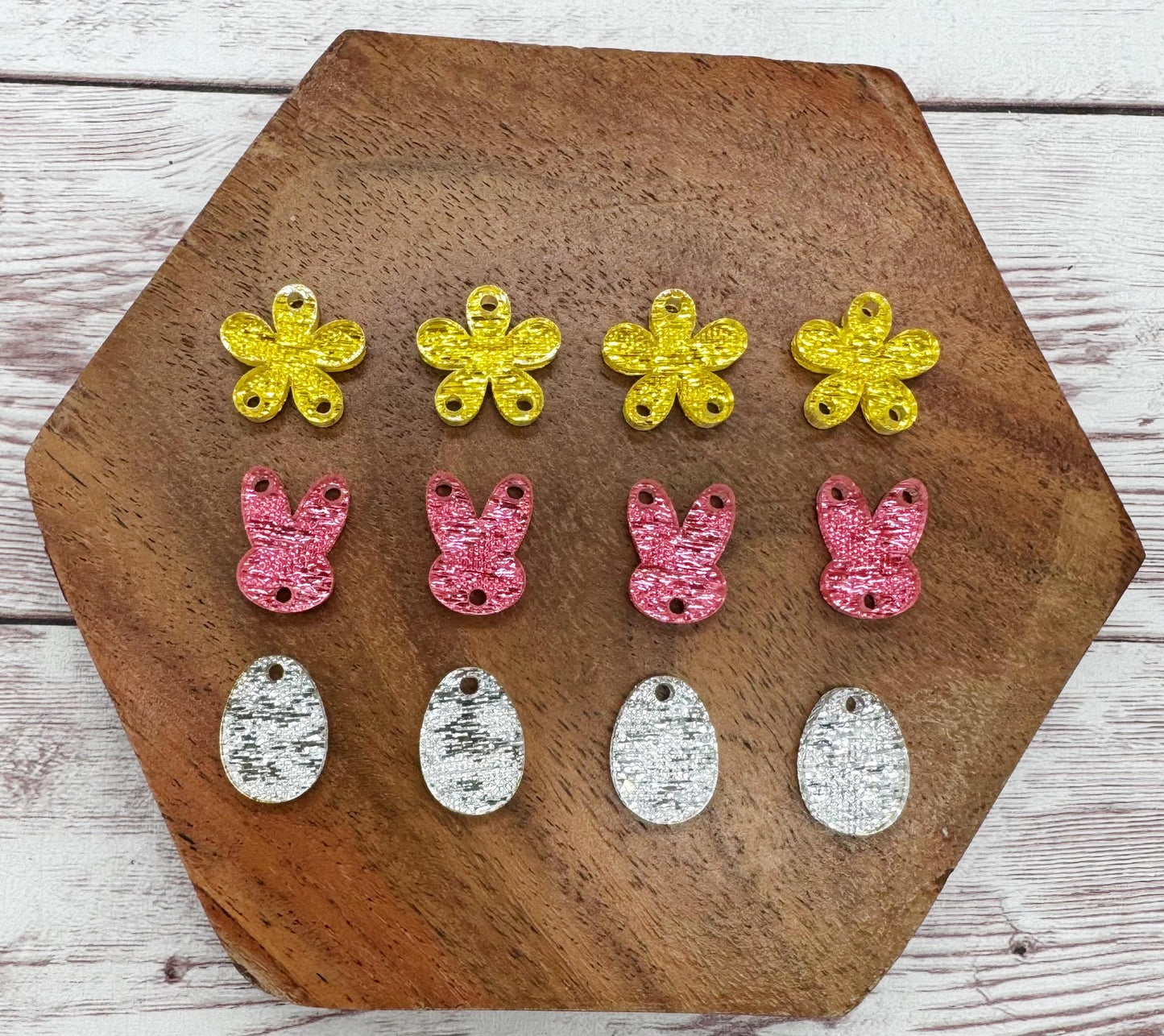 Linen Shimmer Spring Easter Trio with Egg Earring Blanks, DIY Jewelry Making