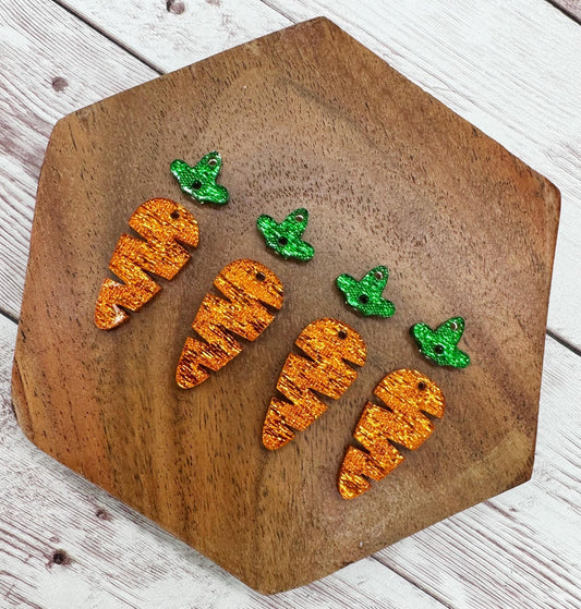 Linen Shimmer Spring Easter Carrot Earring with Topper Blanks, DIY Jewelry Making