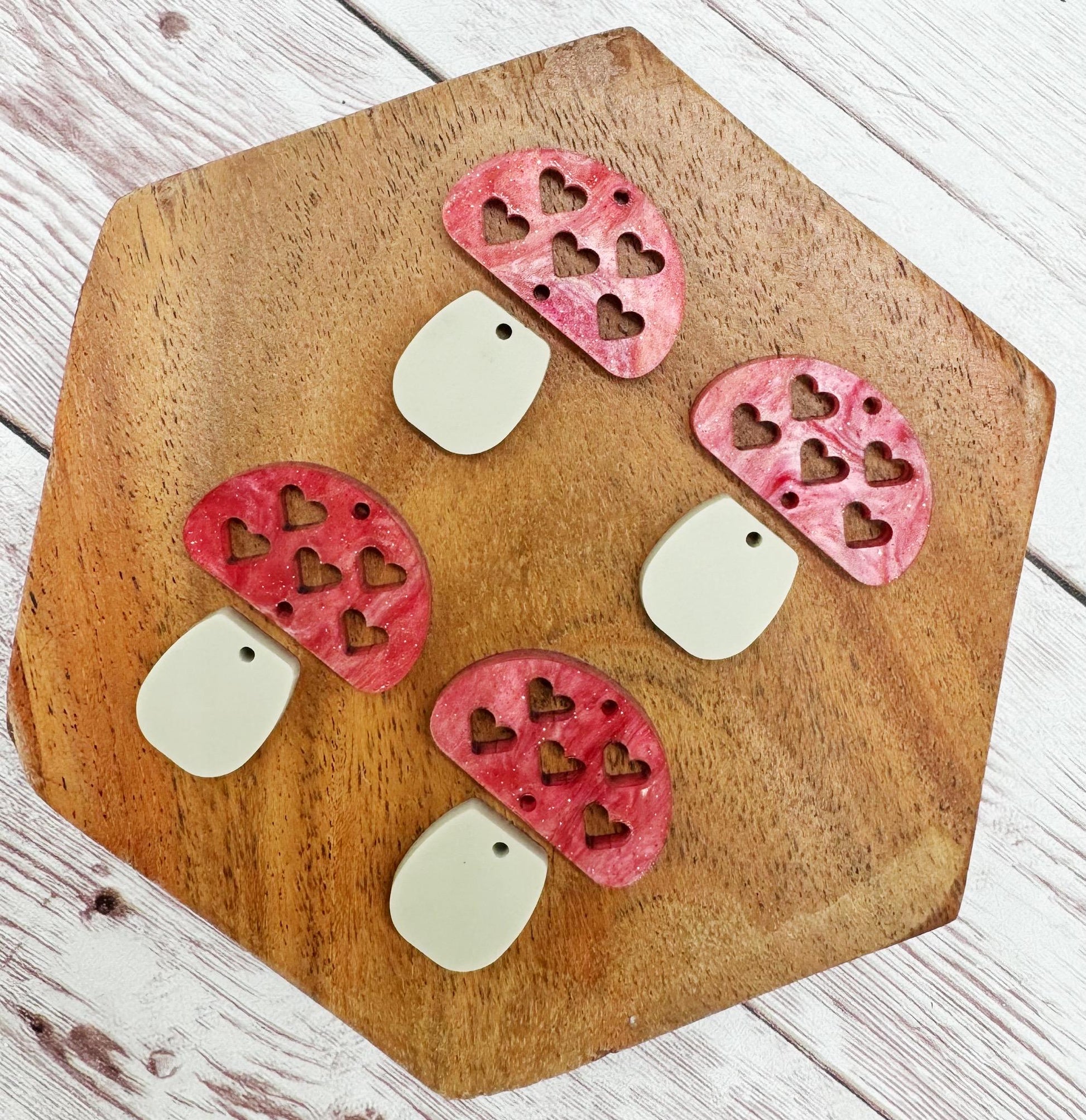 Mushroom Heart Acrylic Set Valentine’s Earring Blanks, DIY Jewelry Making