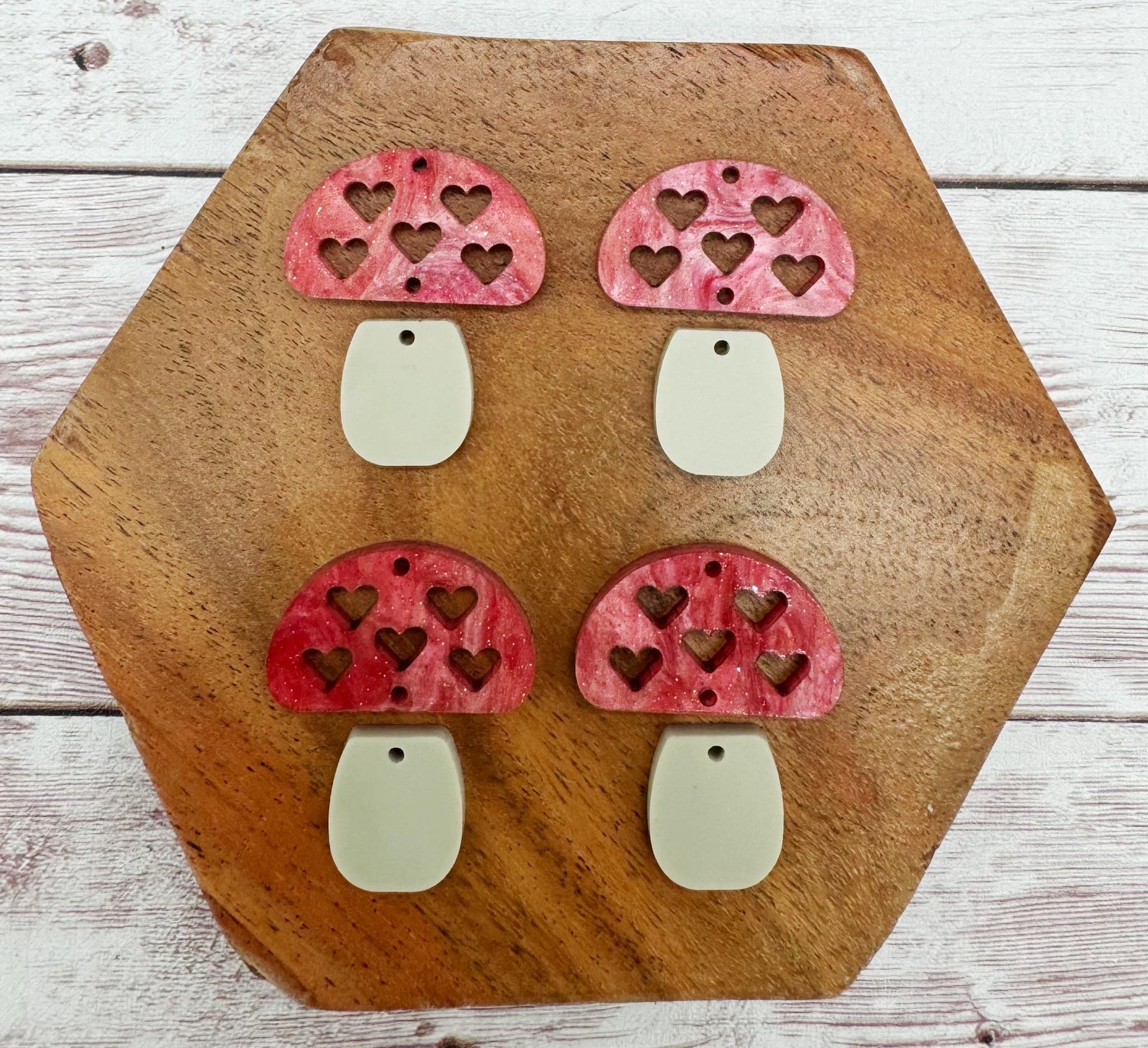 Mushroom Heart Acrylic Set Valentine’s Earring Blanks, DIY Jewelry Making