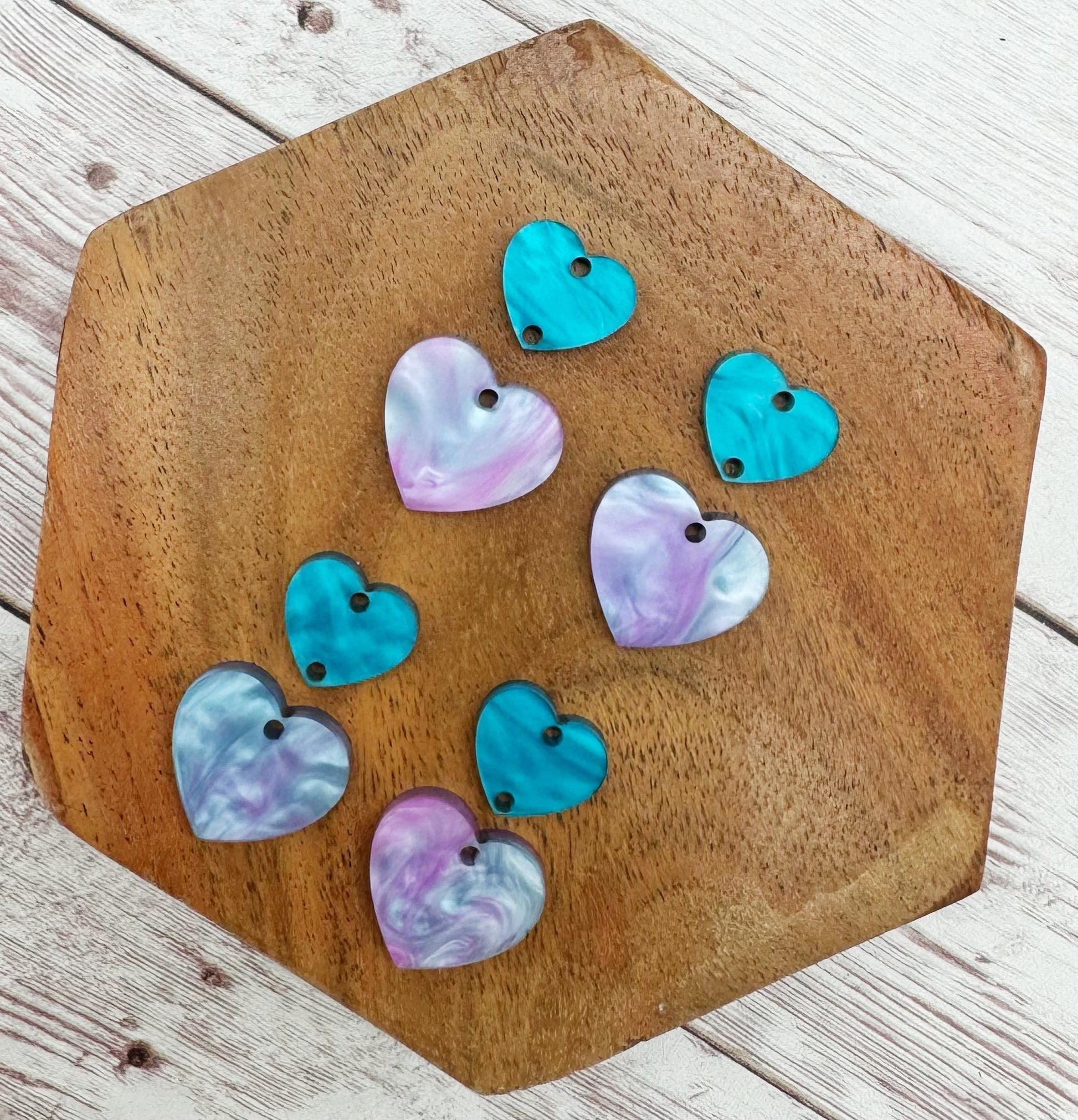 Cotton Candy Swirl Acrylic Heart Valentine Duo Earring Blanks, DIY Jewelry Making