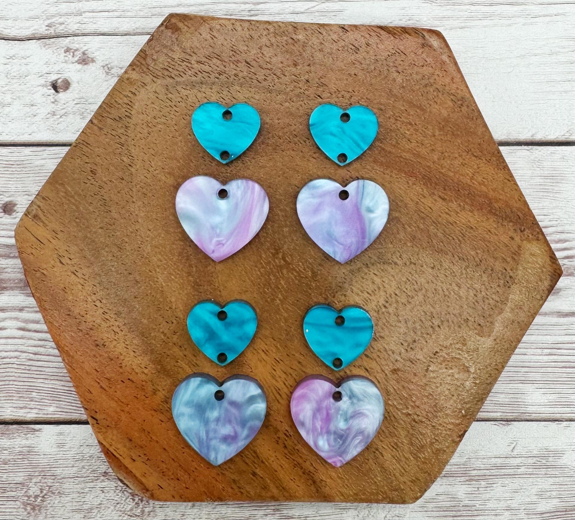 Cotton Candy Swirl Acrylic Heart Valentine Duo Earring Blanks, DIY Jewelry Making