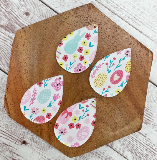 Patterned Easter Mix Print Teardrop Acrylic Earring Blanks, DIY Jewelry Making