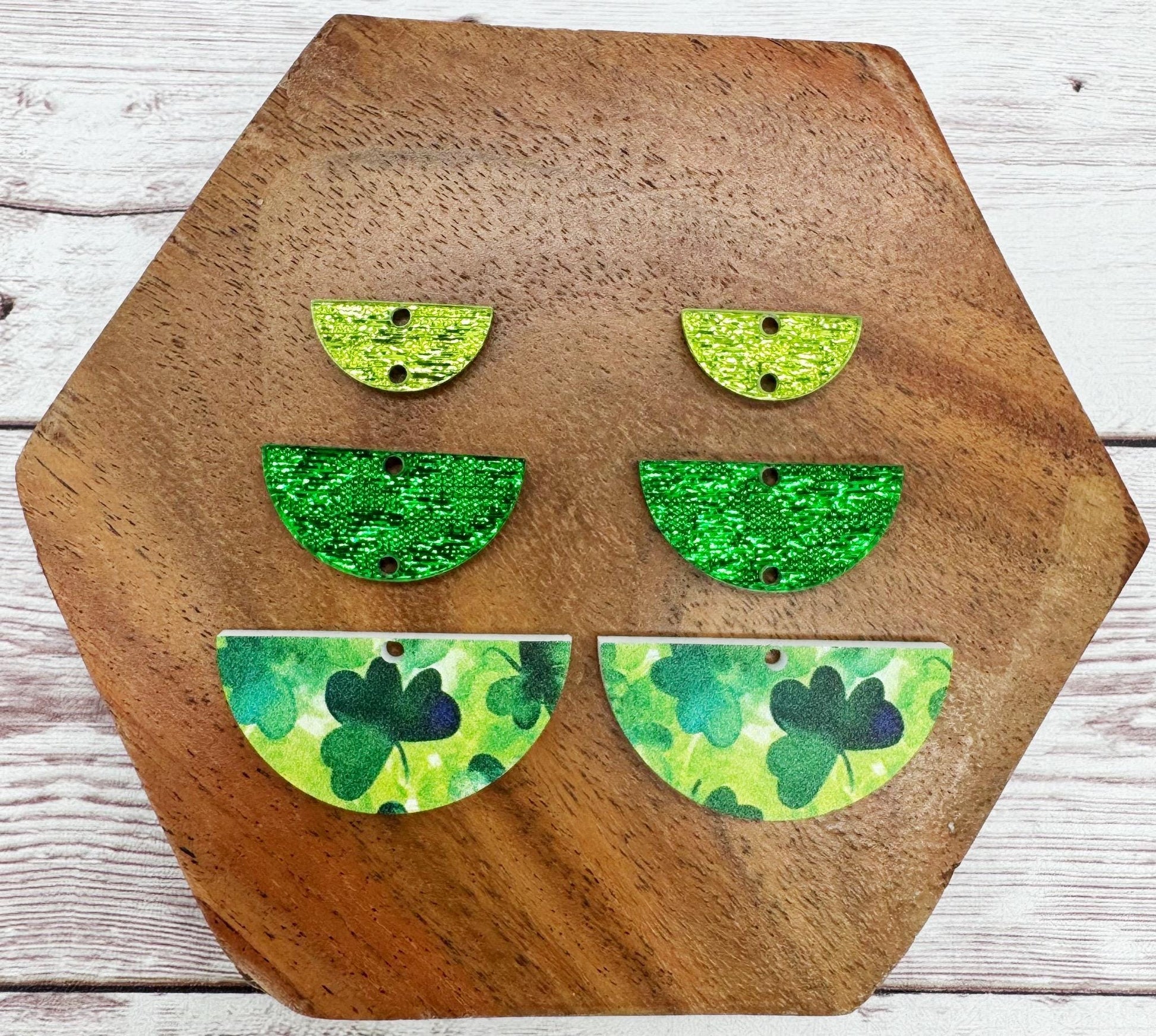 Green Shamrock Trio St. Patrick’s Day Acrylic Earring Blanks, DIY Jewelry Making