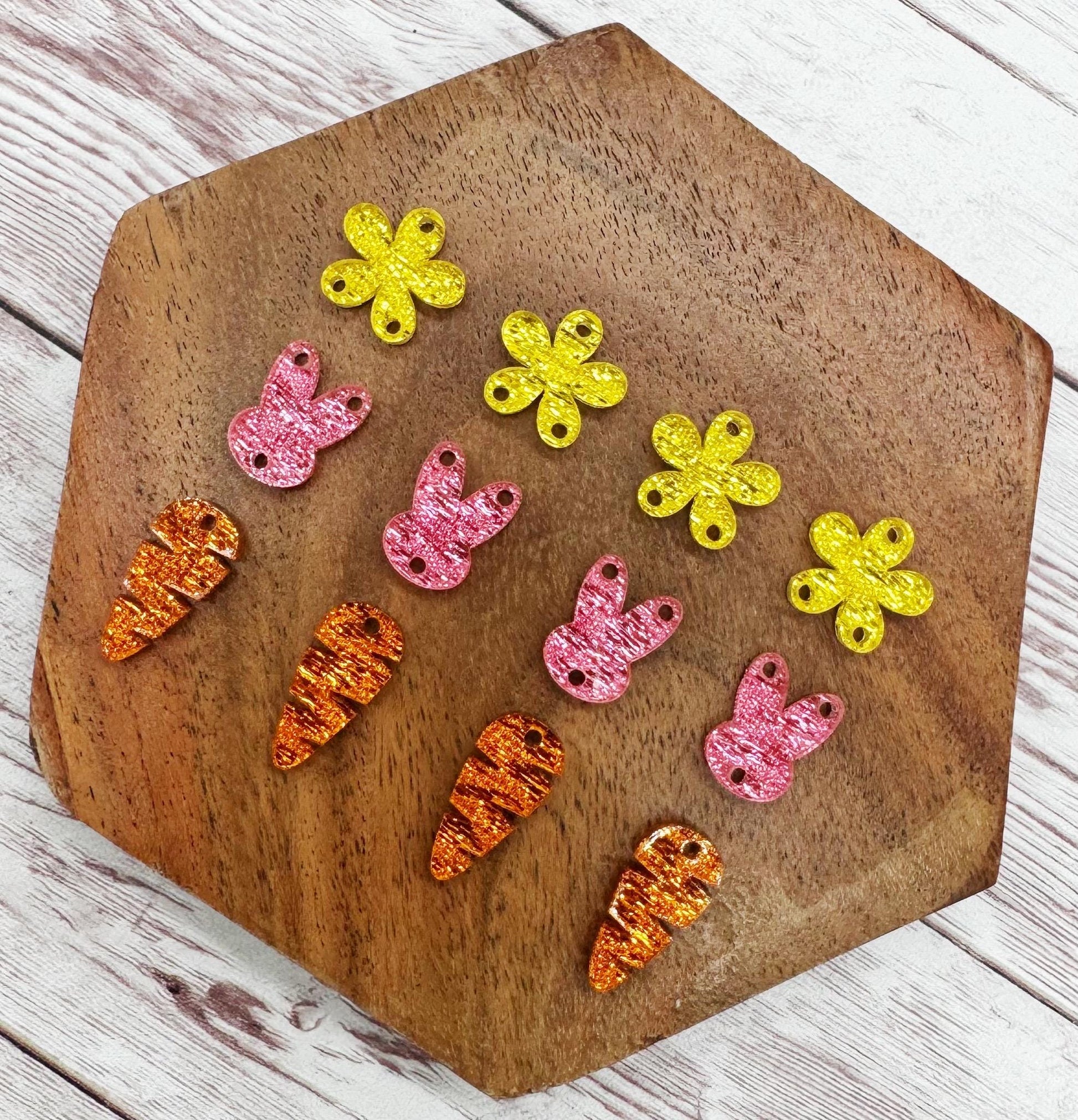 Linen Shimmer Spring Easter Trio with Carrot Earring Blanks, DIY Jewelry Making