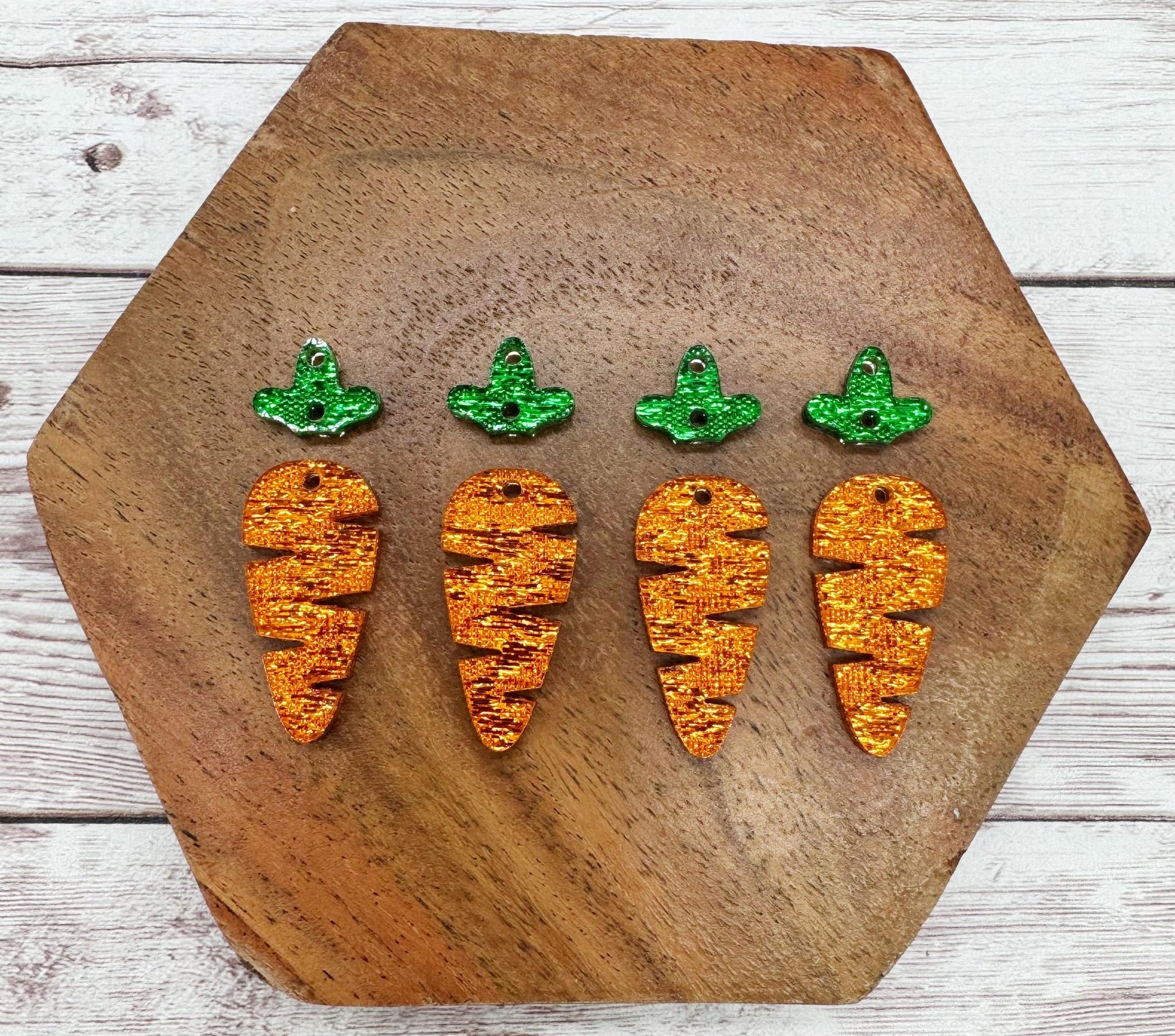 Linen Shimmer Spring Easter Carrot Earring with Topper Blanks, DIY Jewelry Making