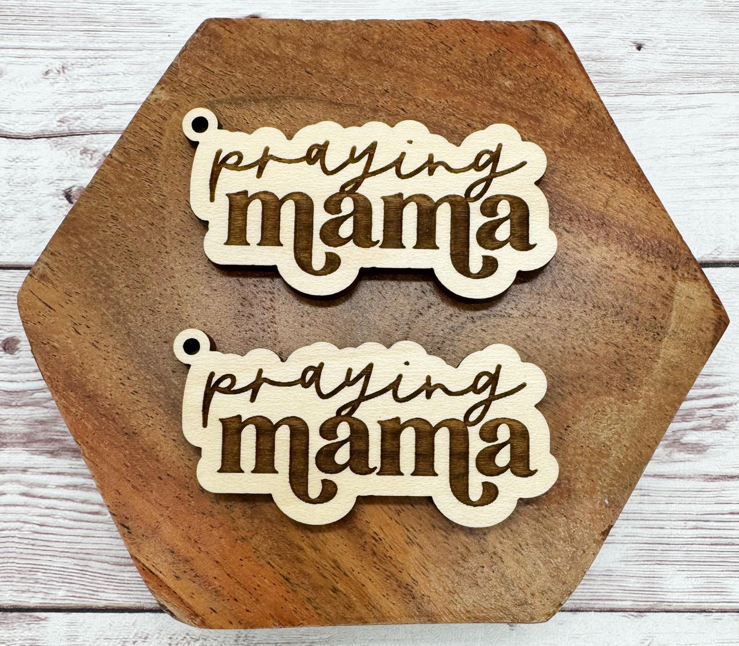 Praying Mama Set of 2 Engraved Keychain Blanks DIY Sports