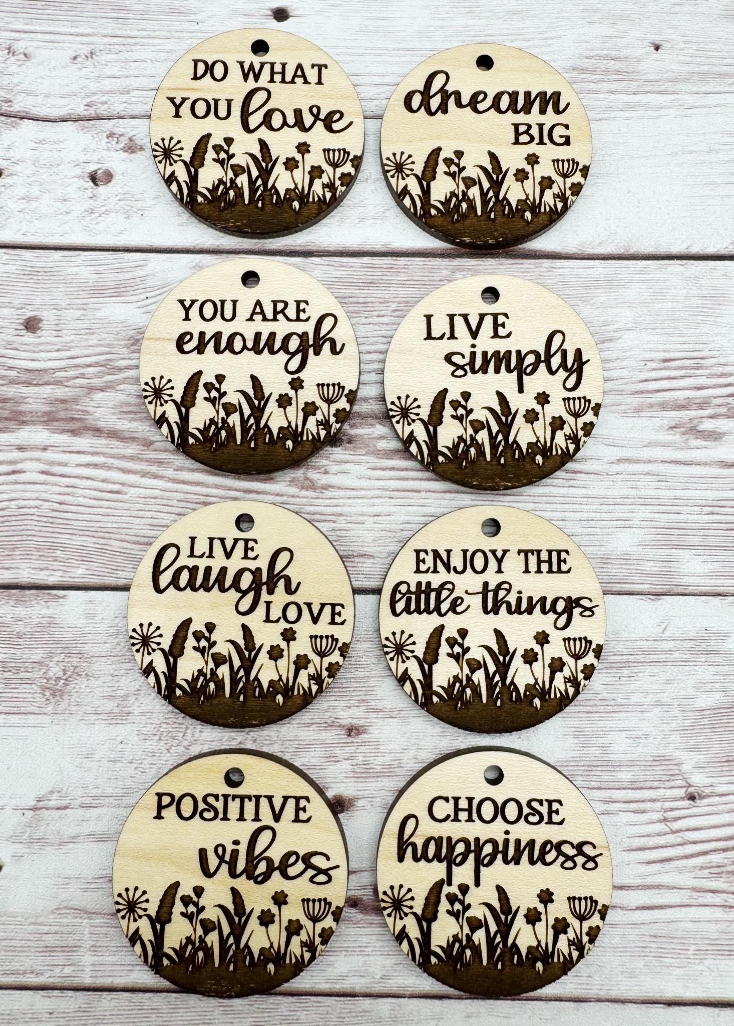 Positive Vibes Set of 8 Engraved Keychain Blanks DIY