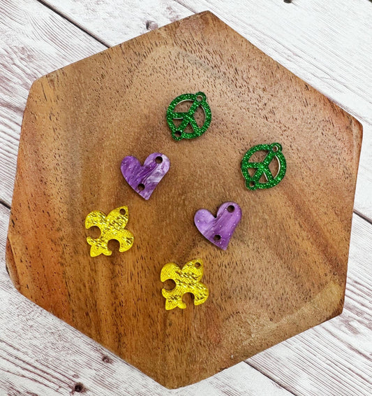 Mardi Gras Trio Acrylic Earring Blanks Set, DIY Jewelry Making