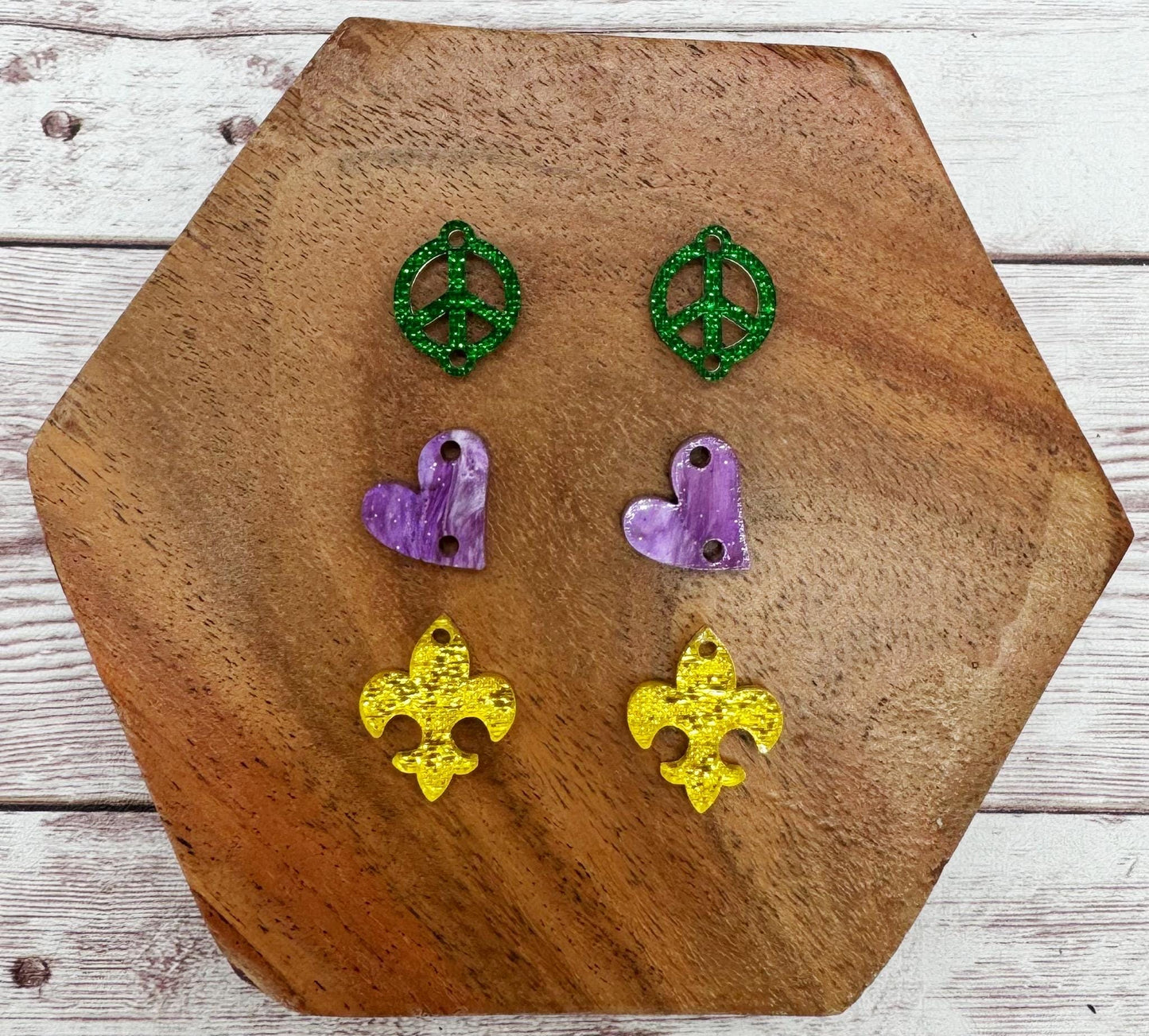 Mardi Gras Trio Acrylic Earring Blanks Set, DIY Jewelry Making