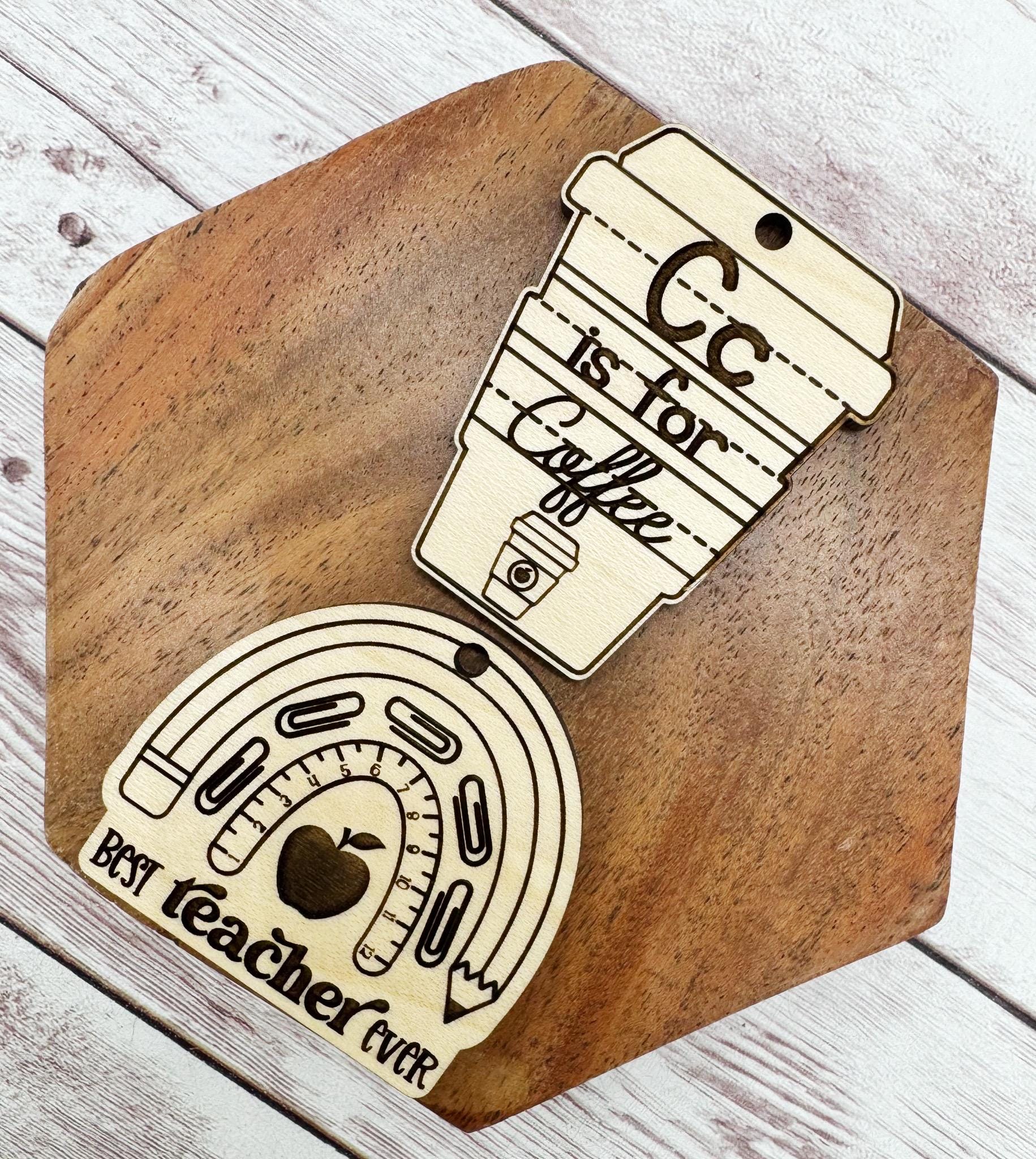 Teacher Set of 2 Engraved Keychain Blanks DIY School