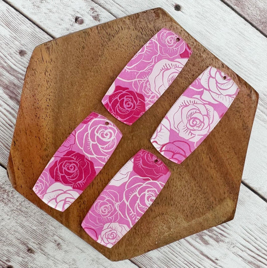 Rose Print Acrylic Bar Earring Blanks, DIY Jewelry Making