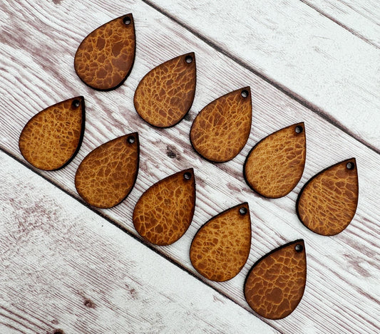 Natural Vegetable Tanned Leather Mini Teardrop Set of 5 Pair, DIY Jewelry Making