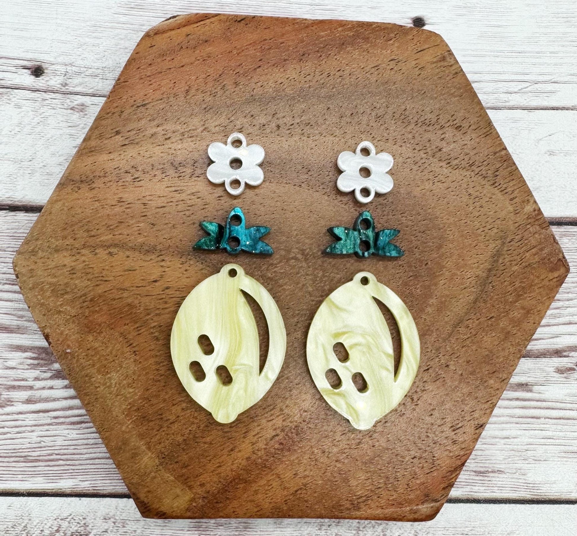 Lemon Stem Flower Set Summer Fruit Earring Blanks, DIY Jewelry Making