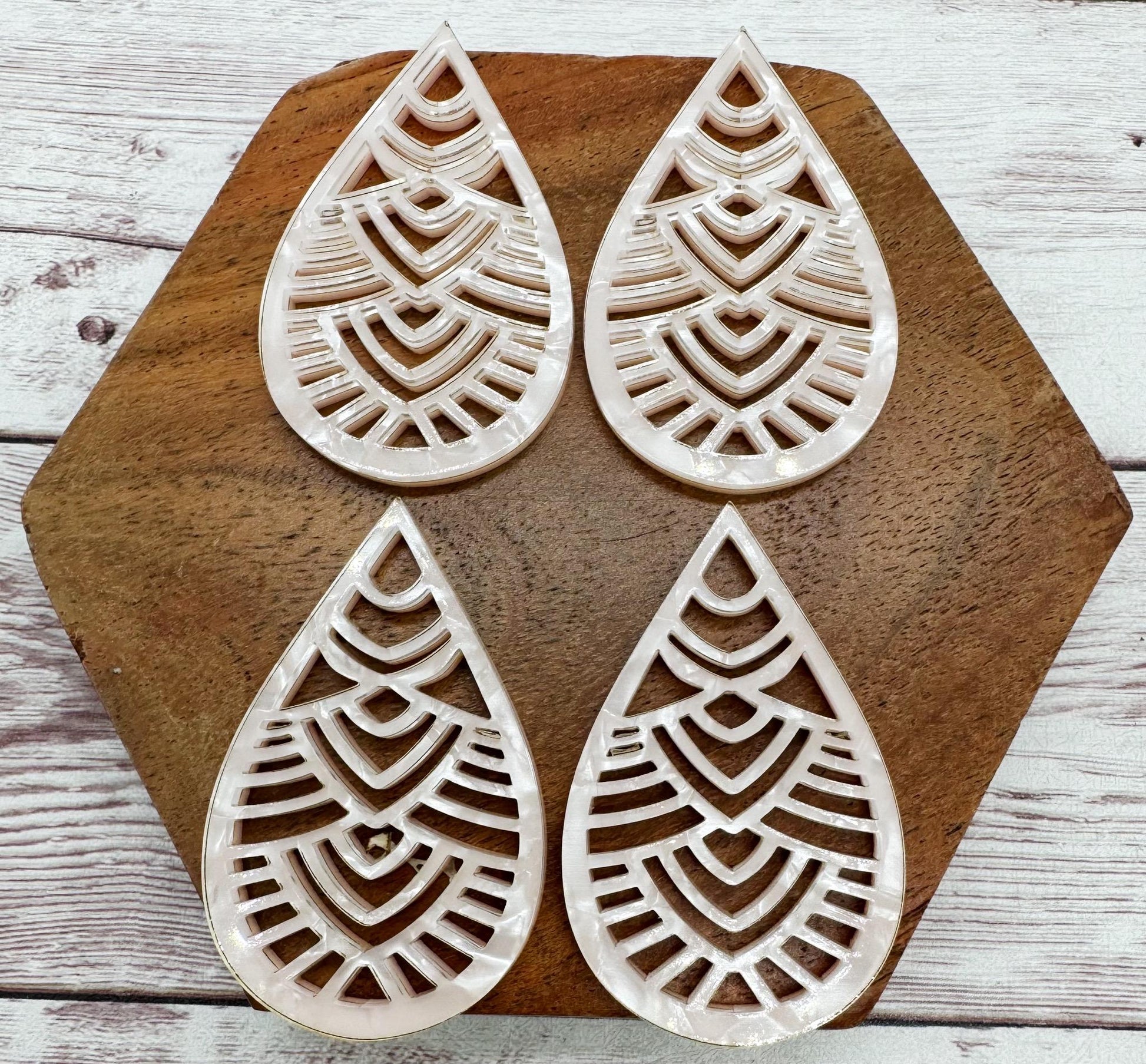 Light Pink Marbled Acrylic Cutout Teardrop Earring Blanks, DIY Jewelry Making