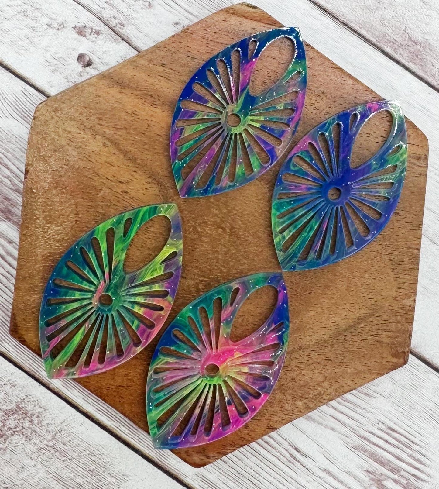 Tie Dye Glitter Acrylic Cutout Earring Blanks, DIY Jewelry Making