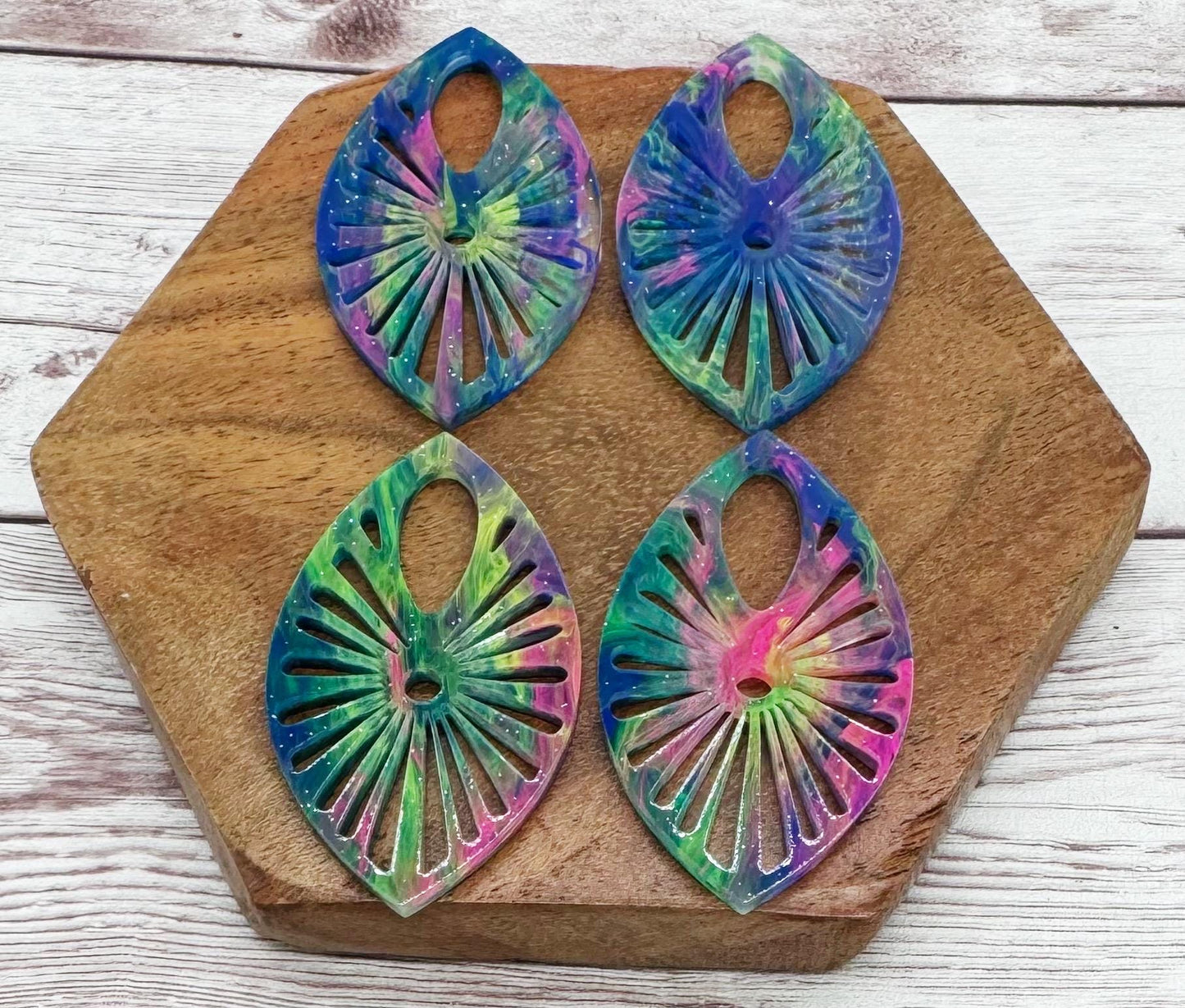 Tie Dye Glitter Acrylic Cutout Earring Blanks, DIY Jewelry Making