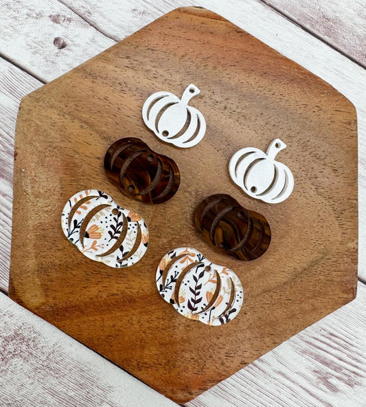 Fall Floral Stacked Pumpkin Trio Acrylic Earring Blanks, DIY Jewelry Making