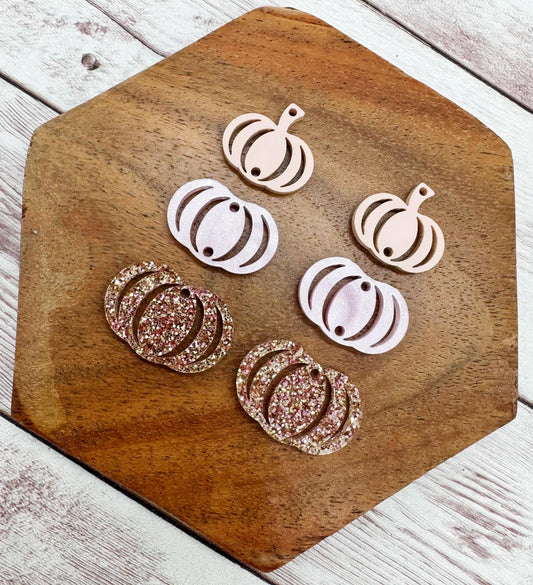 Pink Tone Stacked Pumpkin Trio Acrylic Earring Blanks, DIY Jewelry Making