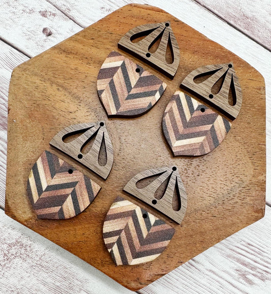 Patterned Herringbone Acorn Set Earring Blanks, DIY Jewelry Making