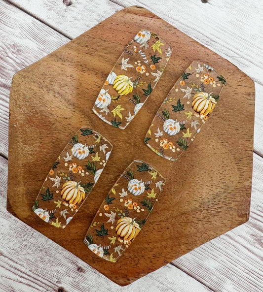 Fall Pumpkin Print Acrylic Bar Earring Blanks, DIY Jewelry Making