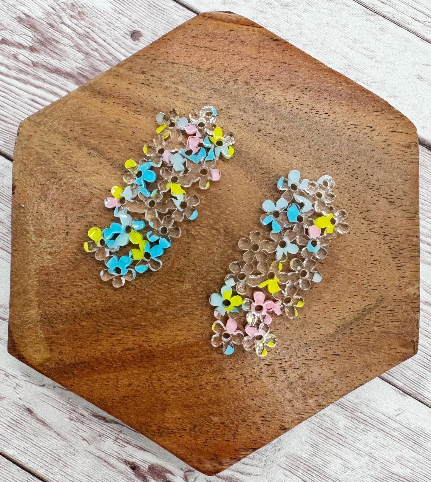 Daisy Flower Cluster Acrylic Earring Blanks, DIY Jewelry Making