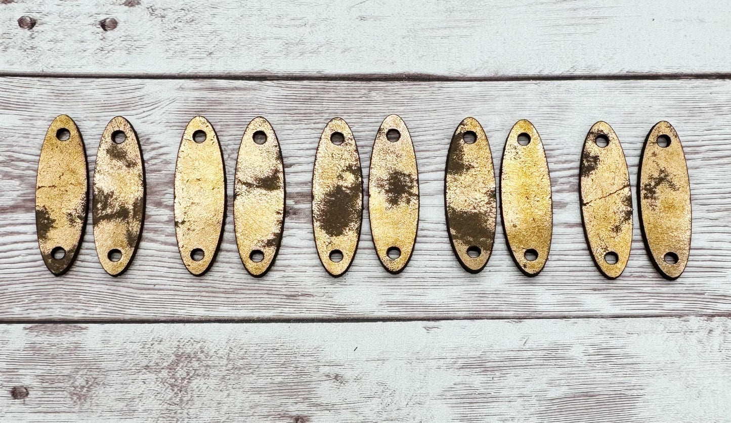 Weathered Metallic Vegetable Tanned Leather Cuffs Set of 5 Pair, Earring Connectors, DIY Jewelry Making